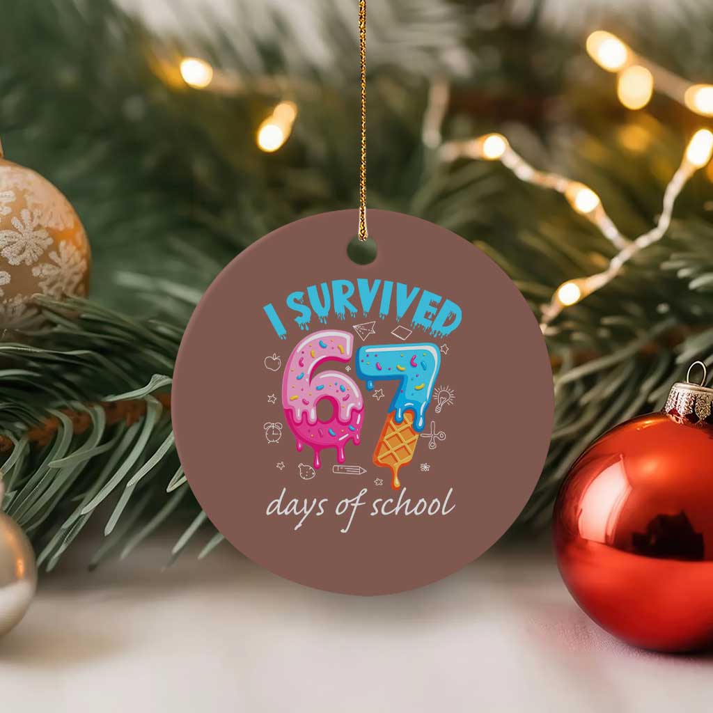 I Survived 67 Days of School Funny Six Seven Meme Ceramic Ornament Baseball Ice Cream Dripping TS10 1pc Mocha Print Your Wear