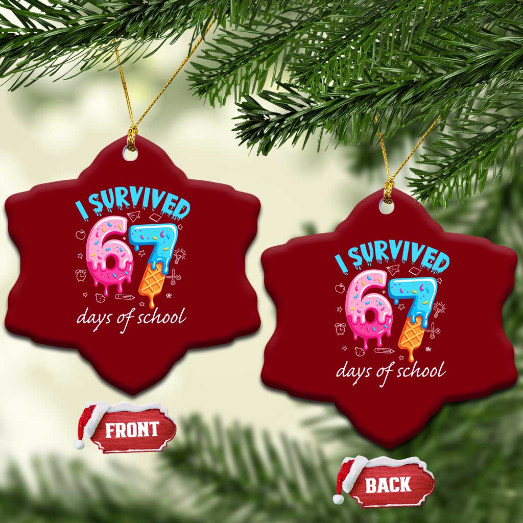 I Survived 67 Days of School Funny Six Seven Meme Ceramic Ornament Baseball Ice Cream Dripping TS10 Print Your Wear