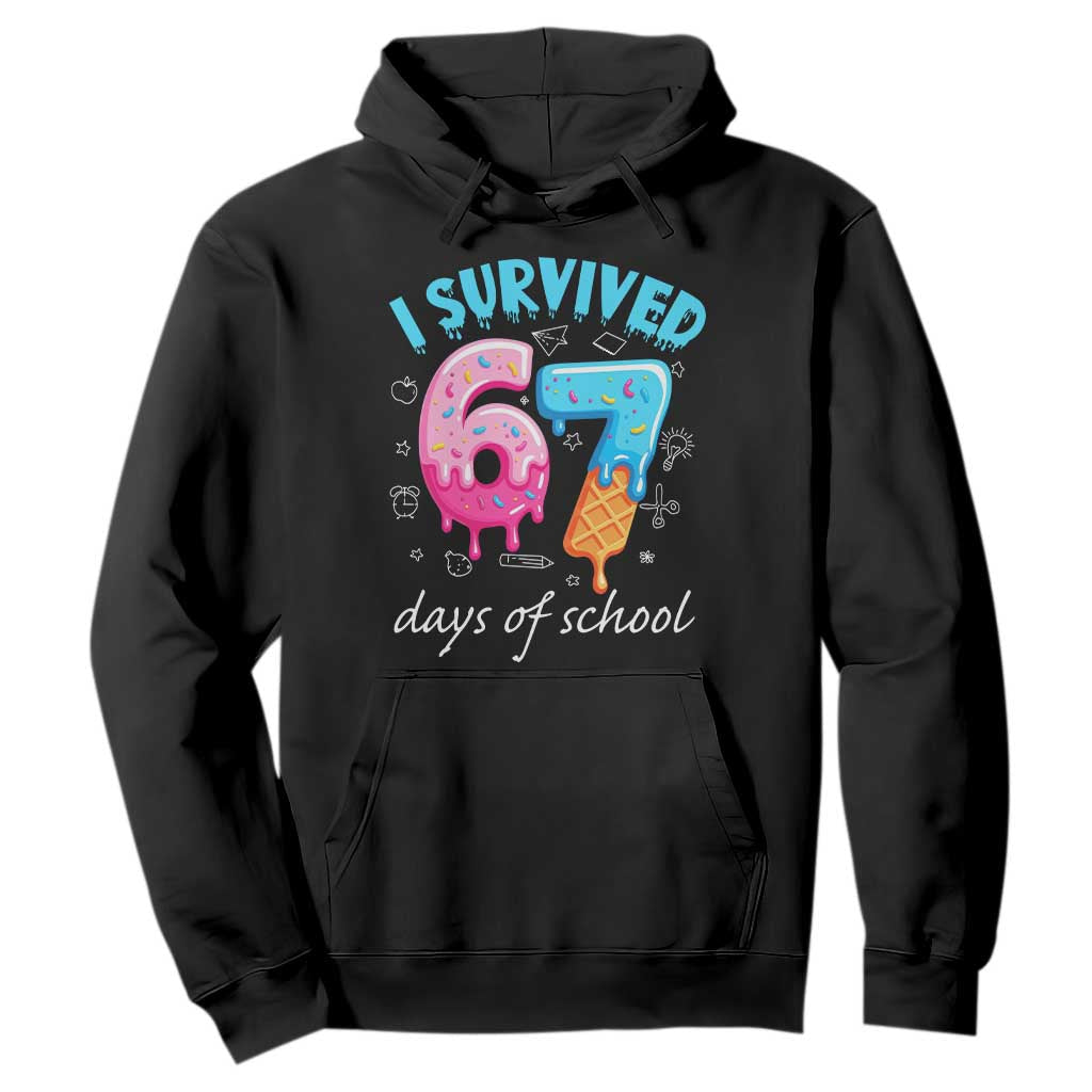 I Survived 67 Days of School Funny Six Seven Meme Hoodie Baseball Ice Cream Dripping TS10 Black Print Your Wear