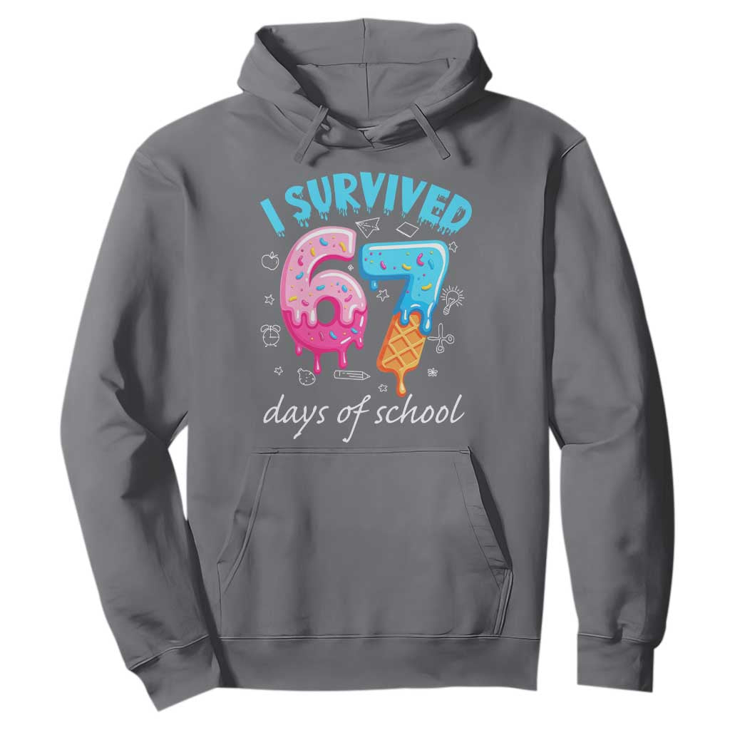 I Survived 67 Days of School Funny Six Seven Meme Hoodie Baseball Ice Cream Dripping TS10 Charcoal Print Your Wear