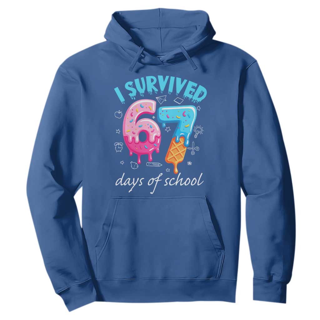 I Survived 67 Days of School Funny Six Seven Meme Hoodie Baseball Ice Cream Dripping TS10 Royal Blue Print Your Wear