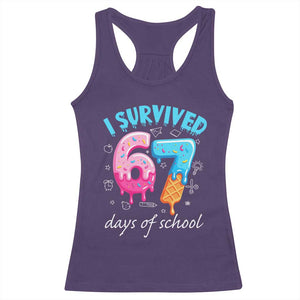 I Survived 67 Days of School Funny Six Seven Meme Racerback Tank Top Baseball Ice Cream Dripping TS10 Purple Print Your Wear