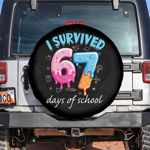 I Survived 67 Days of School Funny Six Seven Meme Spare Tire Cover Baseball Ice Cream Dripping TS10 No hole Black Print Your Wear