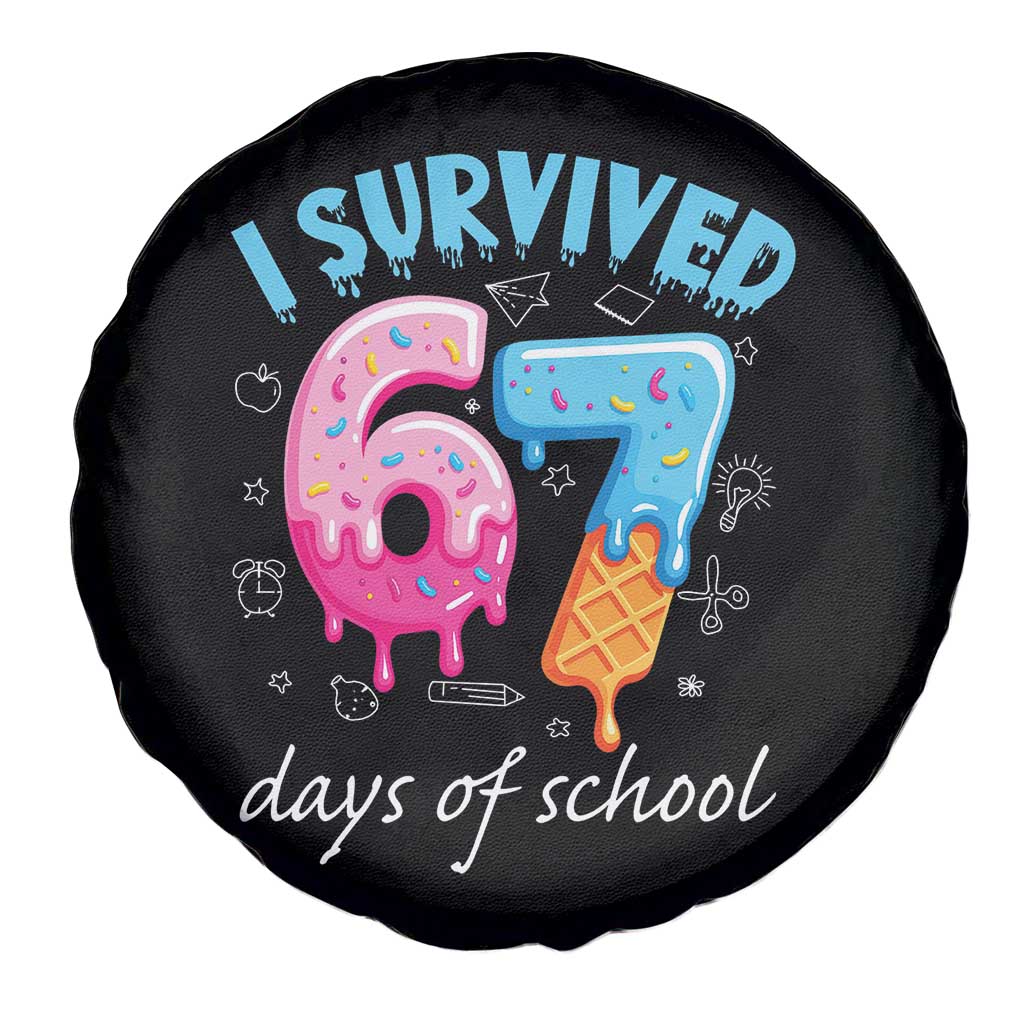 I Survived 67 Days of School Funny Six Seven Meme Spare Tire Cover Baseball Ice Cream Dripping TS10 Print Your Wear
