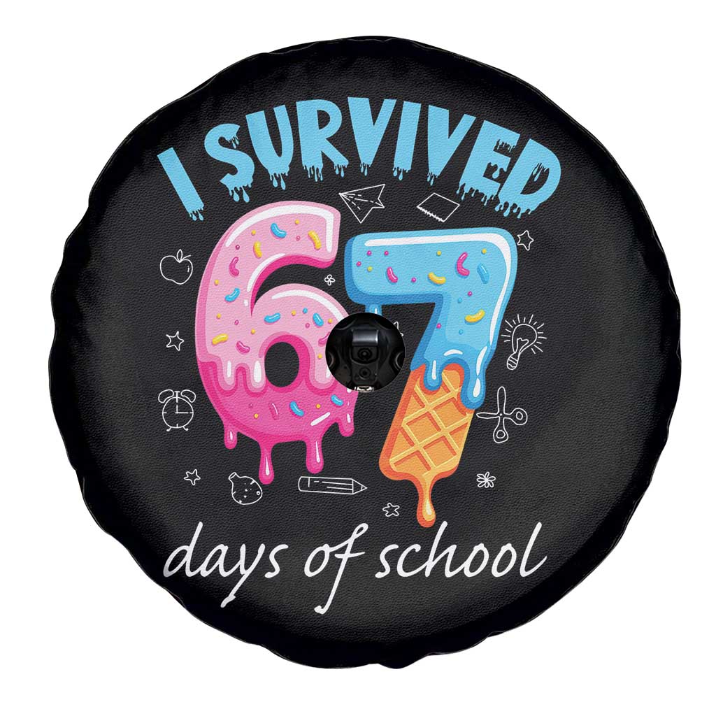 I Survived 67 Days of School Funny Six Seven Meme Spare Tire Cover Baseball Ice Cream Dripping TS10 Print Your Wear
