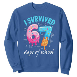 I Survived 67 Days of School Funny Six Seven Meme Sweatshirt Baseball Ice Cream Dripping TS10 Royal Blue Print Your Wear