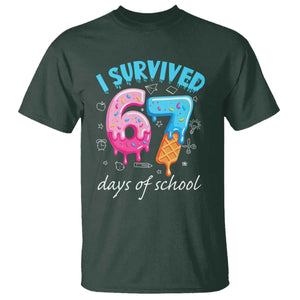 I Survived 67 Days of School Funny Six Seven Meme T Shirt Baseball Ice Cream Dripping TS10 Dark Forest Green Print Your Wear