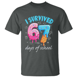 I Survived 67 Days of School Funny Six Seven Meme T Shirt Baseball Ice Cream Dripping TS10 Dark Heather Print Your Wear