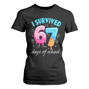 I Survived 67 Days of School Funny Six Seven Meme T Shirt For Women Baseball Ice Cream Dripping TS10 Black Print Your Wear