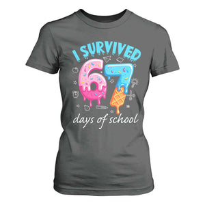 I Survived 67 Days of School Funny Six Seven Meme T Shirt For Women Baseball Ice Cream Dripping TS10 Dark Heather Print Your Wear