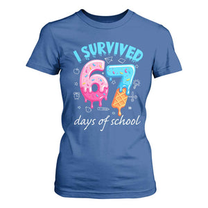 I Survived 67 Days of School Funny Six Seven Meme T Shirt For Women Baseball Ice Cream Dripping TS10 Royal Blue Print Your Wear