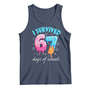 I Survived 67 Days of School Funny Six Seven Meme Tank Top Baseball Ice Cream Dripping TS10 Navy Print Your Wear