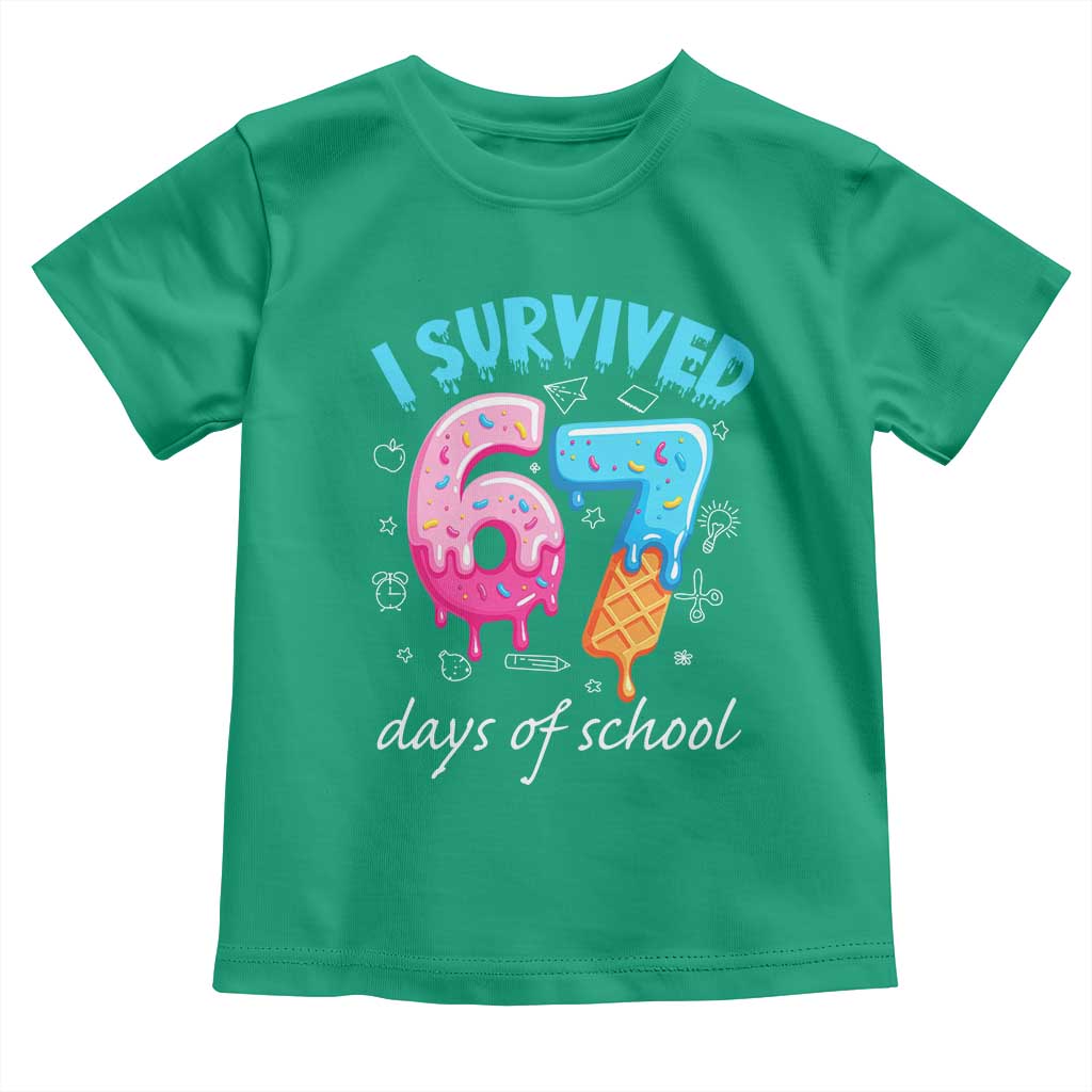 I Survived 67 Days of School Funny Six Seven Meme Toddler T Shirt Baseball Ice Cream Dripping TS10 Irish Green Print Your Wear