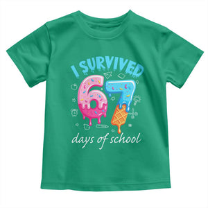 I Survived 67 Days of School Funny Six Seven Meme Toddler T Shirt Baseball Ice Cream Dripping TS10 Irish Green Print Your Wear