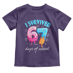 I Survived 67 Days of School Funny Six Seven Meme Toddler T Shirt Baseball Ice Cream Dripping TS10 Purple Print Your Wear