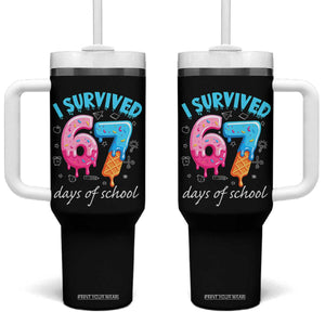I Survived 67 Days of School Funny Six Seven Meme Tumbler With Handle Baseball Ice Cream Dripping TS10 One Size: 40 oz Black Print Your Wear