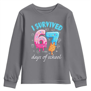 I Survived 67 Days of School Funny Six Seven Meme Youth Sweatshirt Baseball Ice Cream Dripping TS10 Charcoal Print Your Wear
