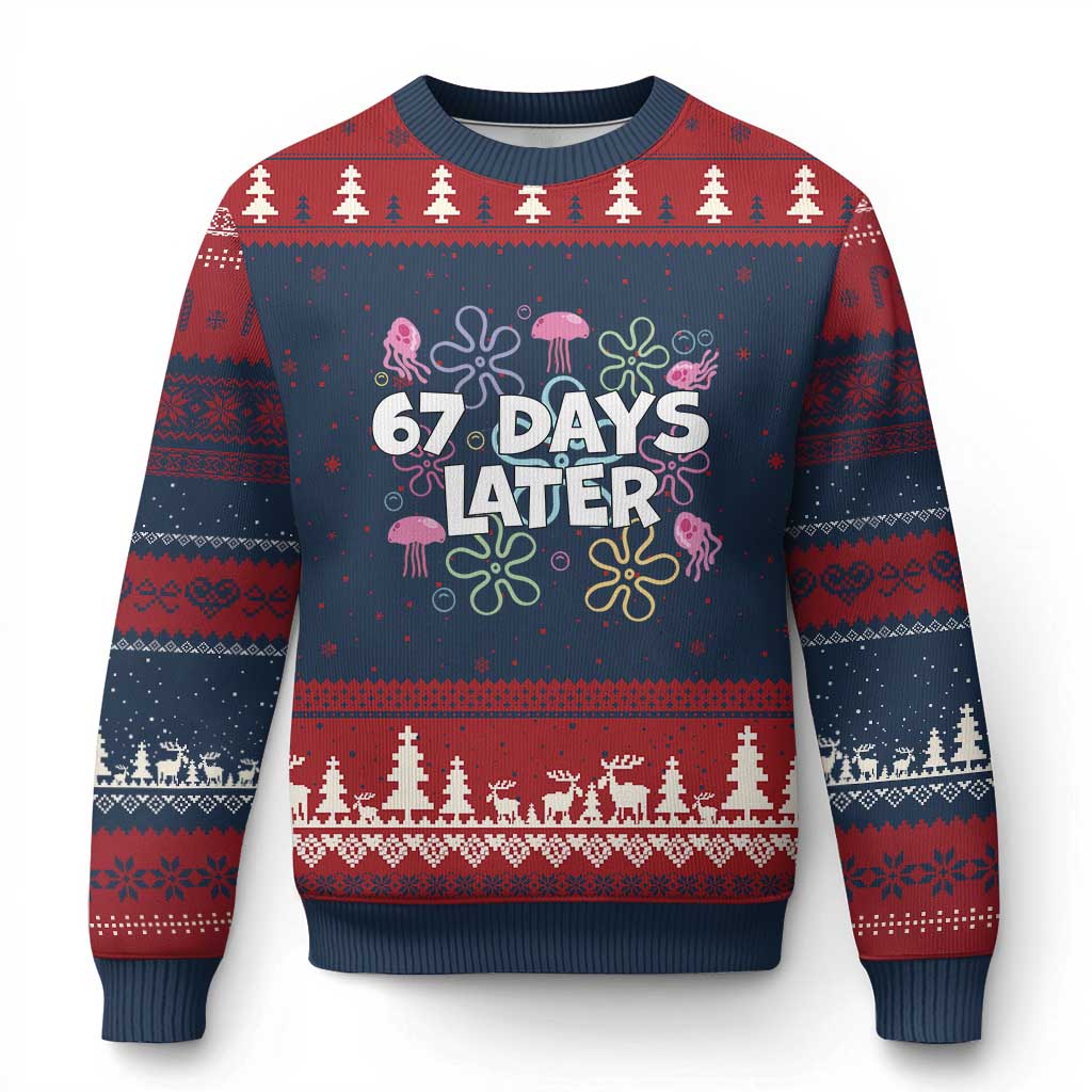67 Days Later Ugly Christmas Sweater Funny Six Seven 6 7 Meme Gen Alpha Slang Teacher Student TS10 Navy Red Print Your Wear