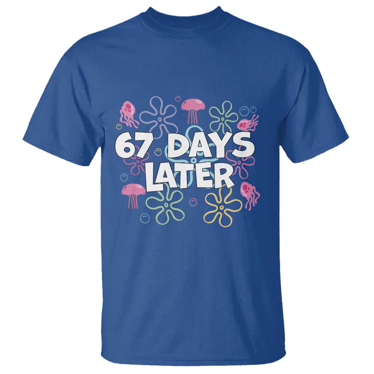 67 Days Later T Shirt Funny Six Seven 6 7 Meme Gen Alpha Slang Teacher Student TS10 Royal Blue Print Your Wear