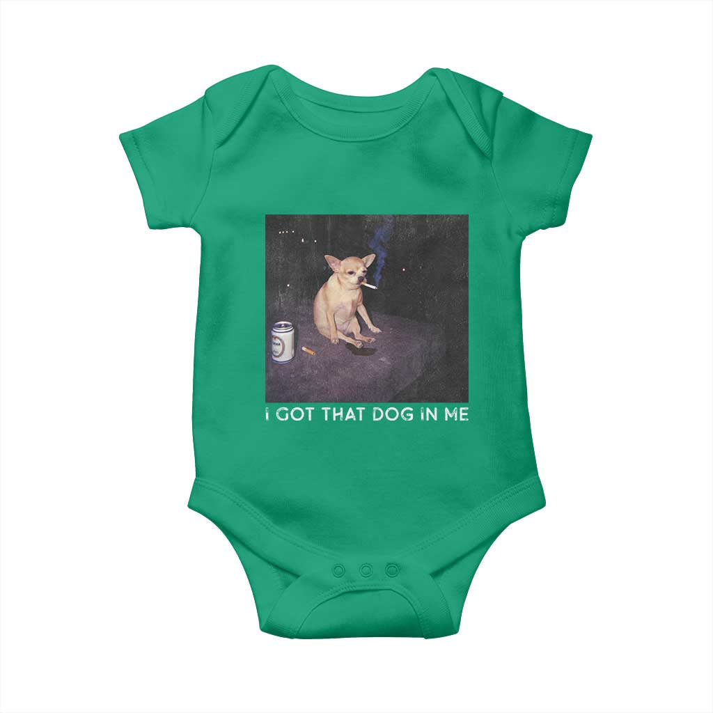 I Got That Dog In Me Baby Onesie Retro Funny Chihuahua Smoking Beer TS10 Irish Green Print Your Wear