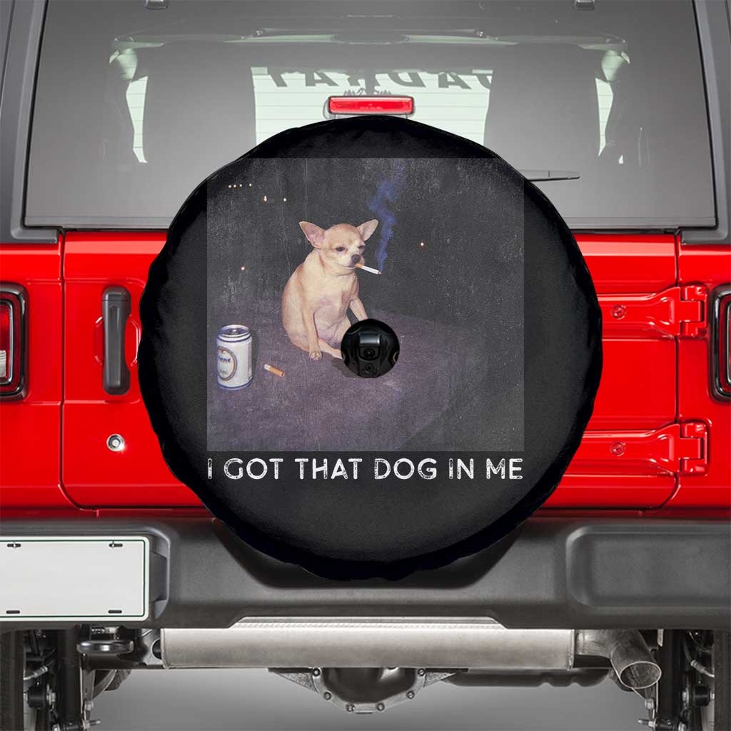I Got That Dog In Me Spare Tire Cover Retro Funny Chihuahua Smoking Beer TS10 Black Print Your Wear