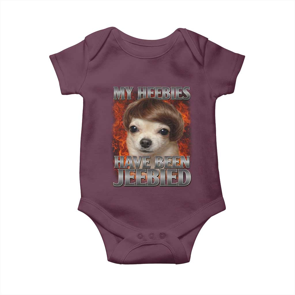 Chihuahua Funny Meme Baby Onesie My Heebies Have Been Jeebied Bootleg TS10 Maroon Print Your Wear