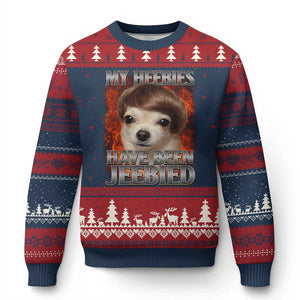 Chihuahua Funny Meme Ugly Christmas Sweater My Heebies Have Been Jeebied Bootleg TS10 Navy Red Print Your Wear