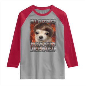 Chihuahua Funny Meme Raglan Shirt My Heebies Have Been Jeebied Bootleg TS10 Sport Gray Red Print Your Wear