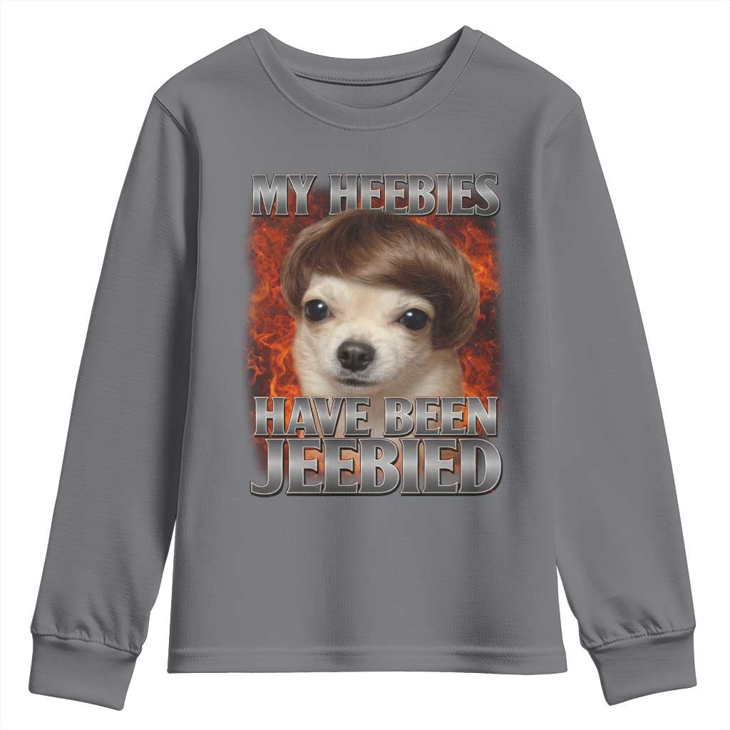 Chihuahua Funny Meme Youth Sweatshirt My Heebies Have Been Jeebied Bootleg TS10 Charcoal Print Your Wear