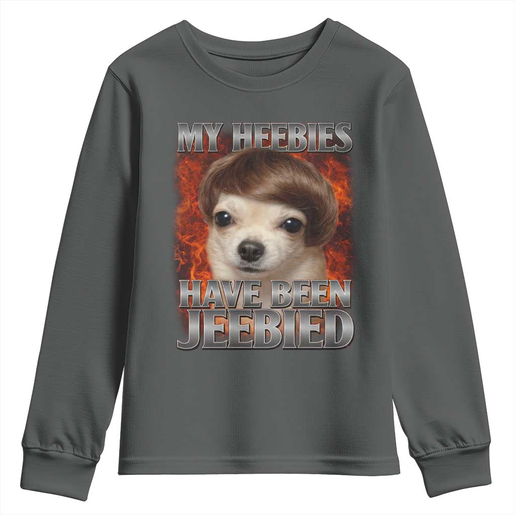 Chihuahua Funny Meme Youth Sweatshirt My Heebies Have Been Jeebied Bootleg TS10 Dark Heather Print Your Wear