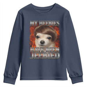 Chihuahua Funny Meme Youth Sweatshirt My Heebies Have Been Jeebied Bootleg TS10 Navy Print Your Wear