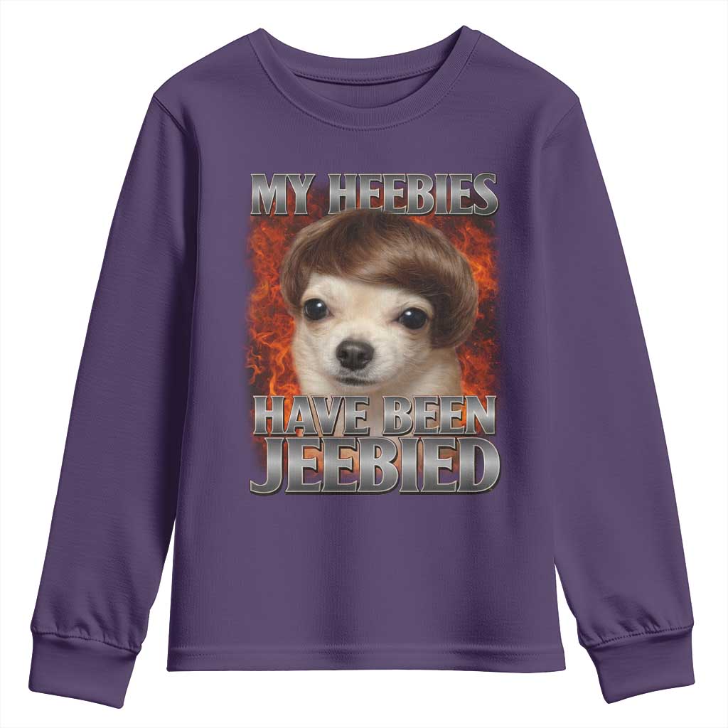 Chihuahua Funny Meme Youth Sweatshirt My Heebies Have Been Jeebied Bootleg TS10 Purple Print Your Wear