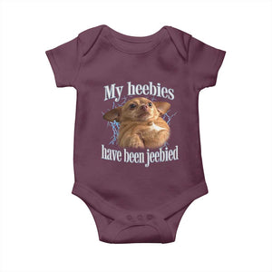 Funny Chihuahua Meme Baby Onesie My Heebies Have Been Jeebied Bootleg TS10 Maroon Print Your Wear