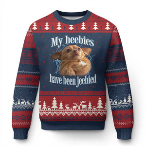 Funny Chihuahua Meme Ugly Christmas Sweater My Heebies Have Been Jeebied Bootleg TS10 Navy Red Print Your Wear