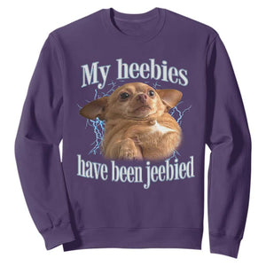 Funny Chihuahua Meme Sweatshirt My Heebies Have Been Jeebied Bootleg TS10 Purple Print Your Wear