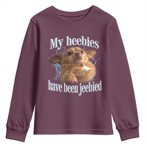 Funny Chihuahua Meme Youth Sweatshirt My Heebies Have Been Jeebied Bootleg TS10 Maroon Print Your Wear
