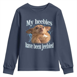 Funny Chihuahua Meme Youth Sweatshirt My Heebies Have Been Jeebied Bootleg TS10 Navy Print Your Wear