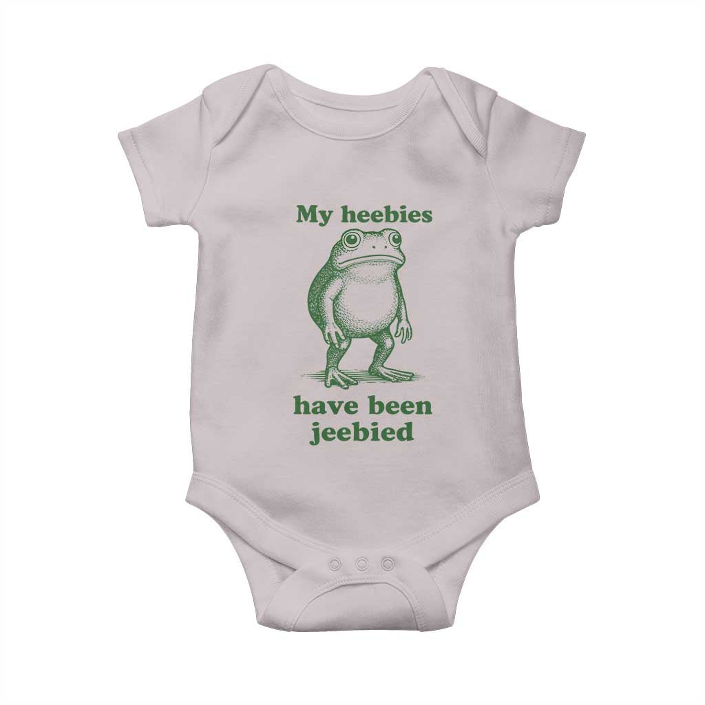 Funny Frog Baby Onesie My Heebies Have Been Jeebied Weirdcore Meme TS10 Ice Gray Print Your Wear