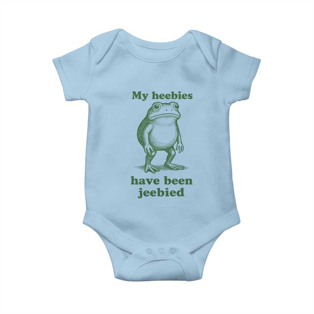 Funny Frog Baby Onesie My Heebies Have Been Jeebied Weirdcore Meme TS10 Light Blue Print Your Wear
