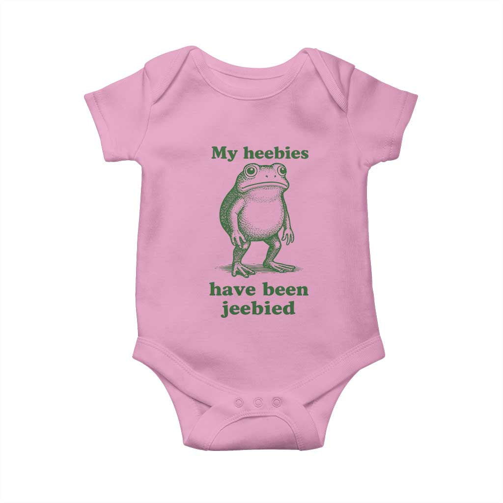 Funny Frog Baby Onesie My Heebies Have Been Jeebied Weirdcore Meme TS10 Light Pink Print Your Wear
