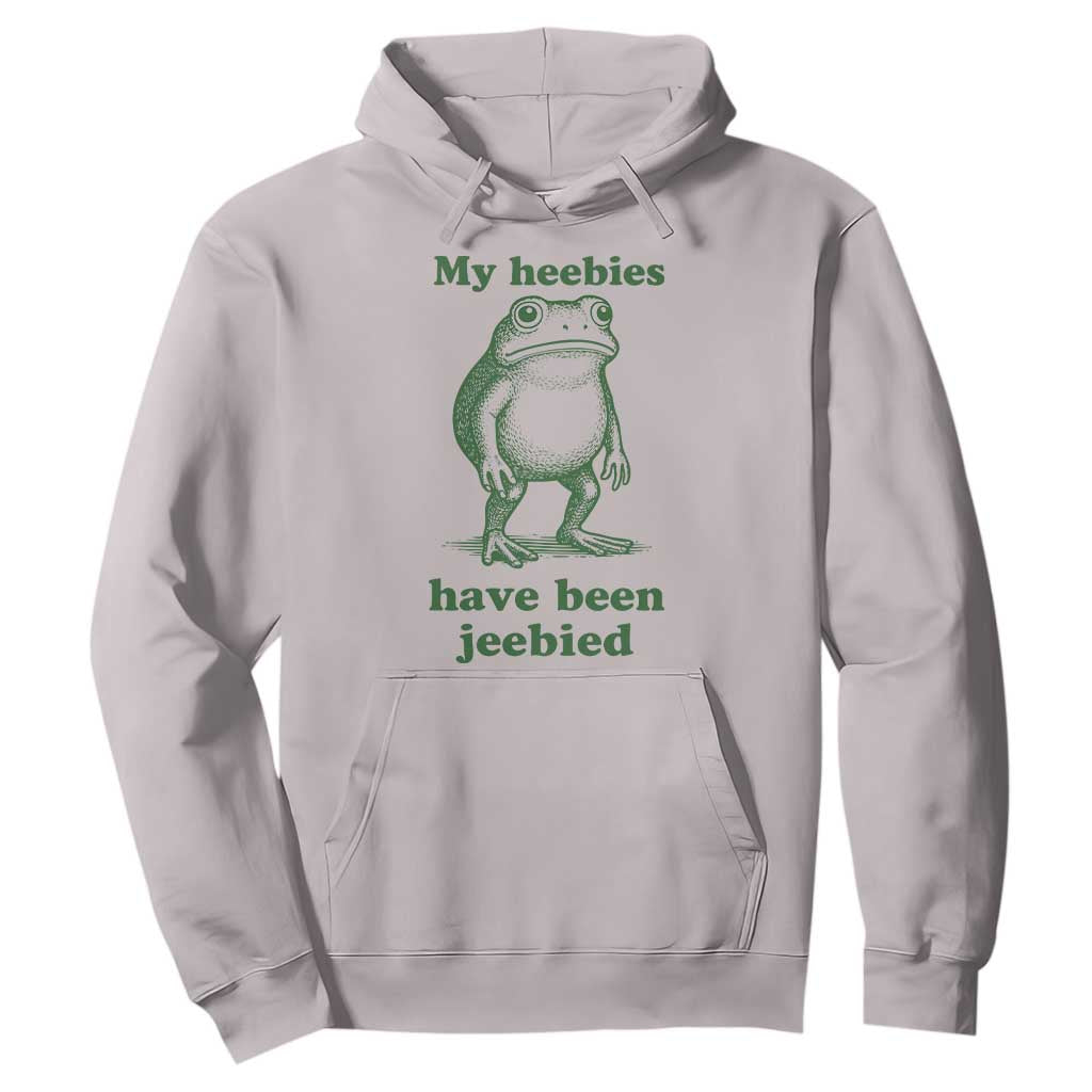 Funny Frog Hoodie My Heebies Have Been Jeebied Weirdcore Meme TS10 Ice Gray Print Your Wear
