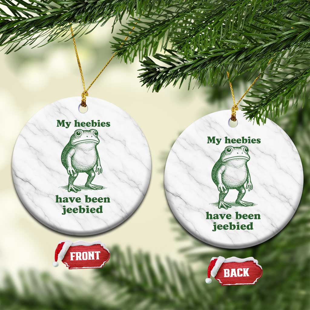 Funny Frog Ceramic Ornament My Heebies Have Been Jeebied Weirdcore Meme TS10 1pc White Marble Print Your Wear