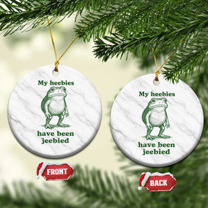 Funny Frog Ceramic Ornament My Heebies Have Been Jeebied Weirdcore Meme TS10 1pc White Marble Print Your Wear
