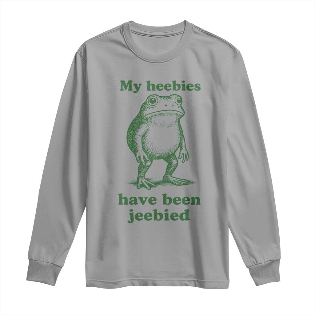 Funny Frog Long Sleeve Shirt My Heebies Have Been Jeebied Weirdcore Meme TS10 Sport Gray Print Your Wear
