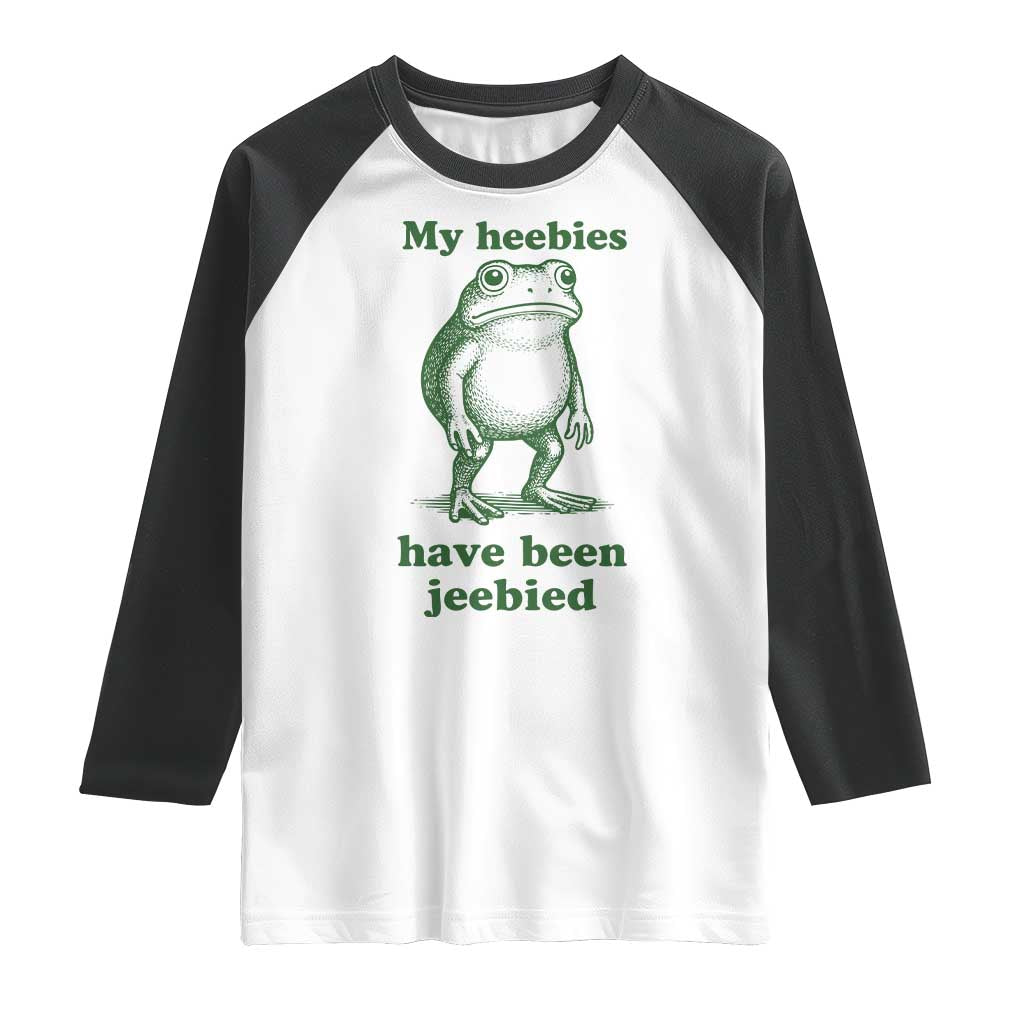 Funny Frog Raglan Shirt My Heebies Have Been Jeebied Weirdcore Meme TS10 White Black Print Your Wear