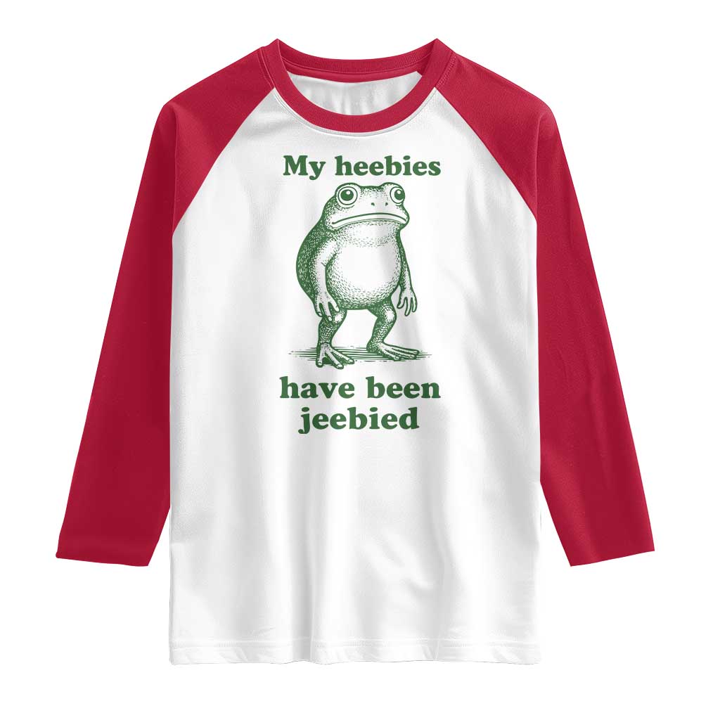 Funny Frog Raglan Shirt My Heebies Have Been Jeebied Weirdcore Meme TS10 White Red Print Your Wear