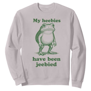Funny Frog Sweatshirt My Heebies Have Been Jeebied Weirdcore Meme TS10 Ice Gray Print Your Wear