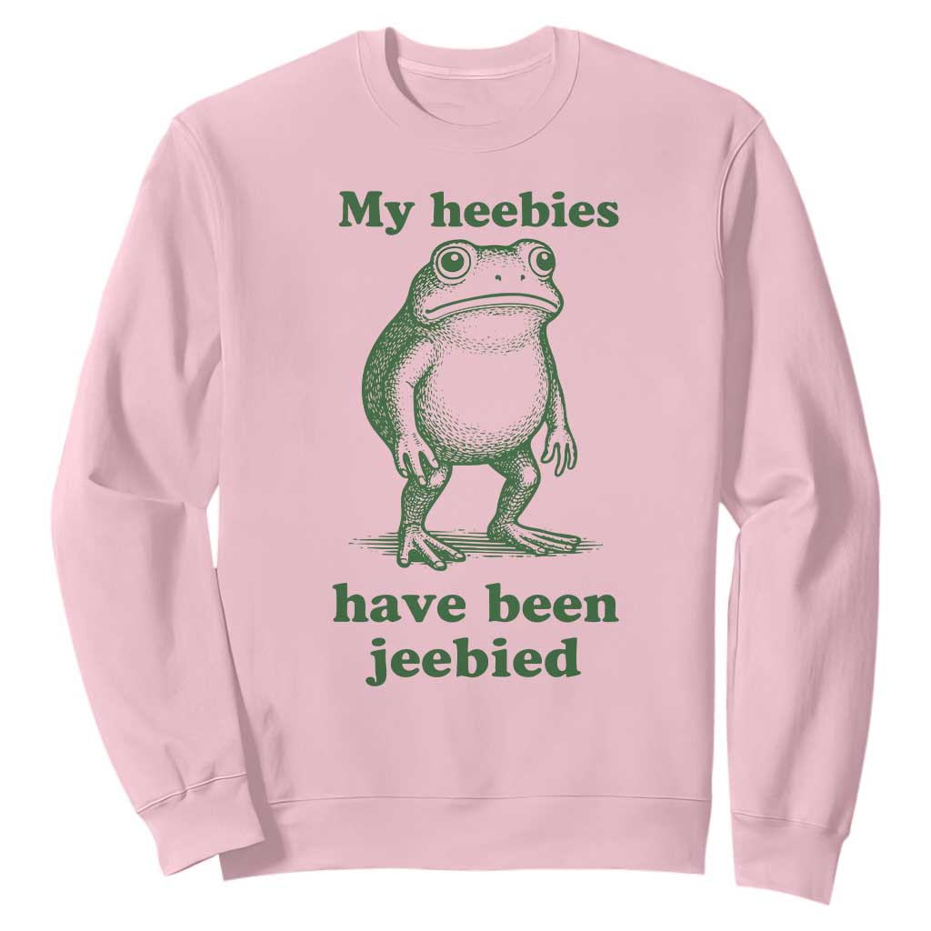 Funny Frog Sweatshirt My Heebies Have Been Jeebied Weirdcore Meme TS10 Light Pink Print Your Wear