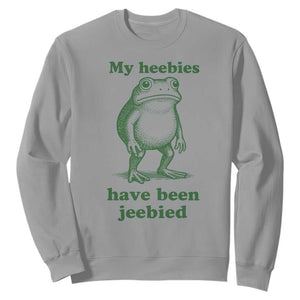 Funny Frog Sweatshirt My Heebies Have Been Jeebied Weirdcore Meme TS10 Sport Gray Print Your Wear