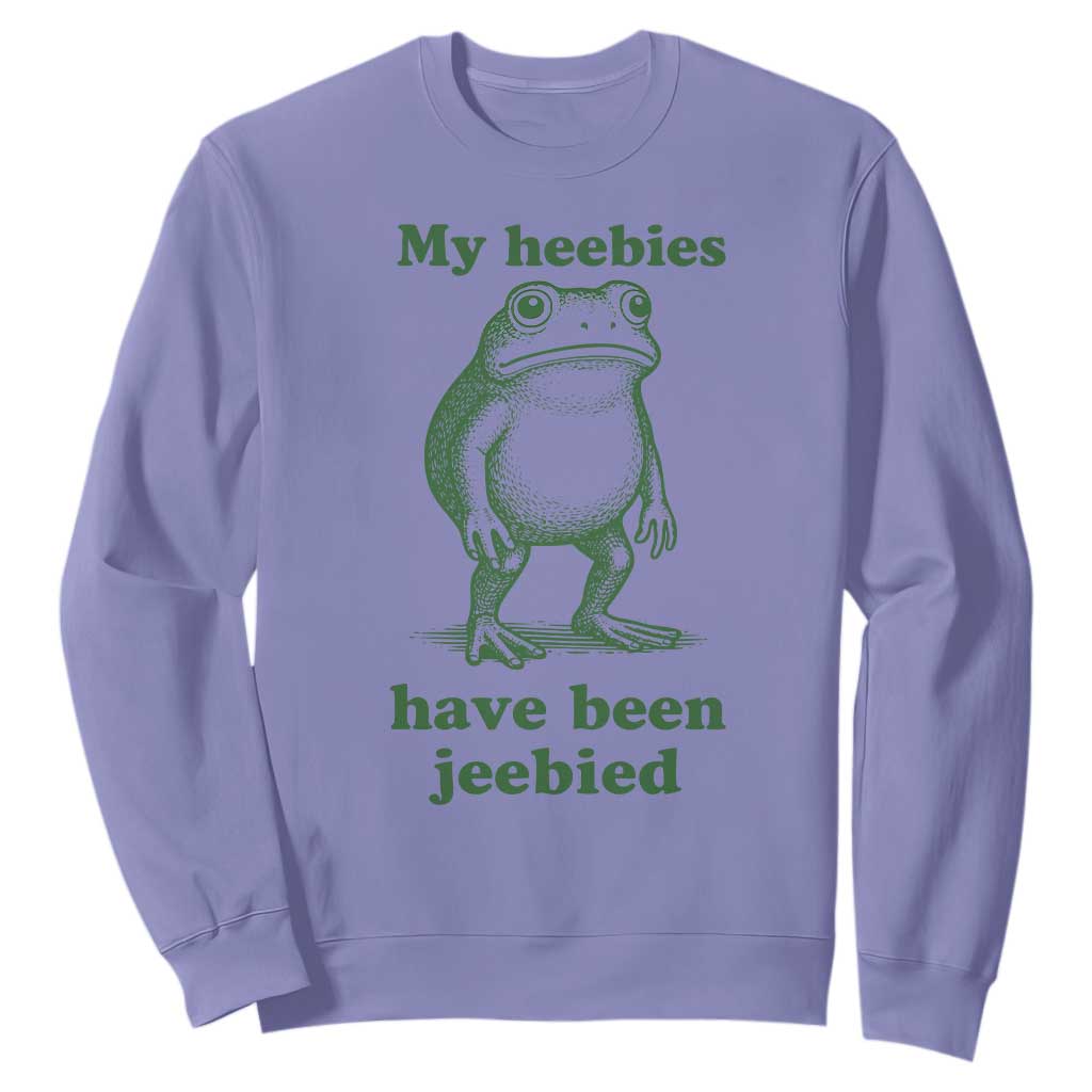 Funny Frog Sweatshirt My Heebies Have Been Jeebied Weirdcore Meme TS10 Violet Print Your Wear